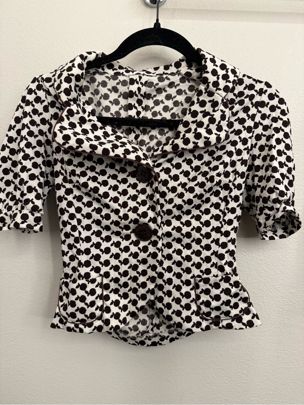Vintage Black and White Polka Dot Short Sleeve Blouse